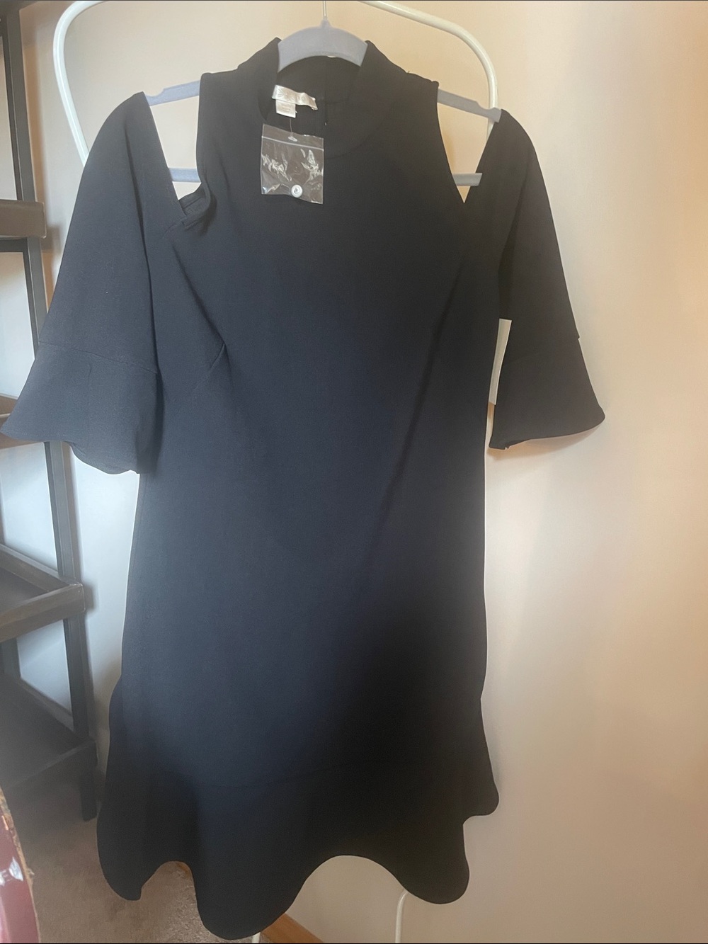Black Cold-Shoulder A-Line Dress